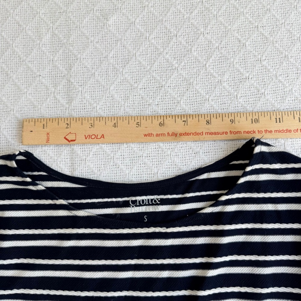 Croft & Barrow Womens Small Navy White Striped Boat Neck 3/4 Sleeve Top - Picture 5 of 6